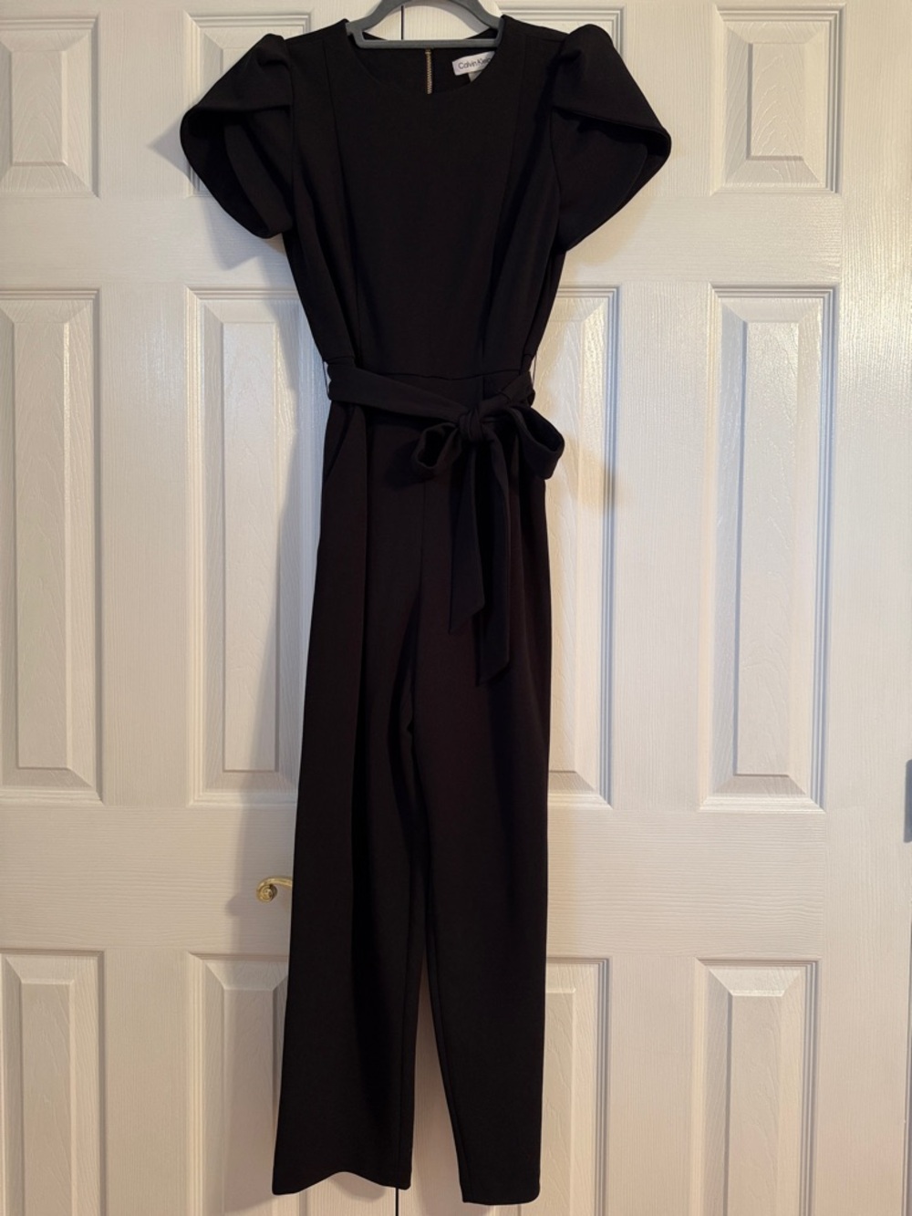 Calvin Klein Women's Tie-Waist Tulip-Sleeve Jumpsuit